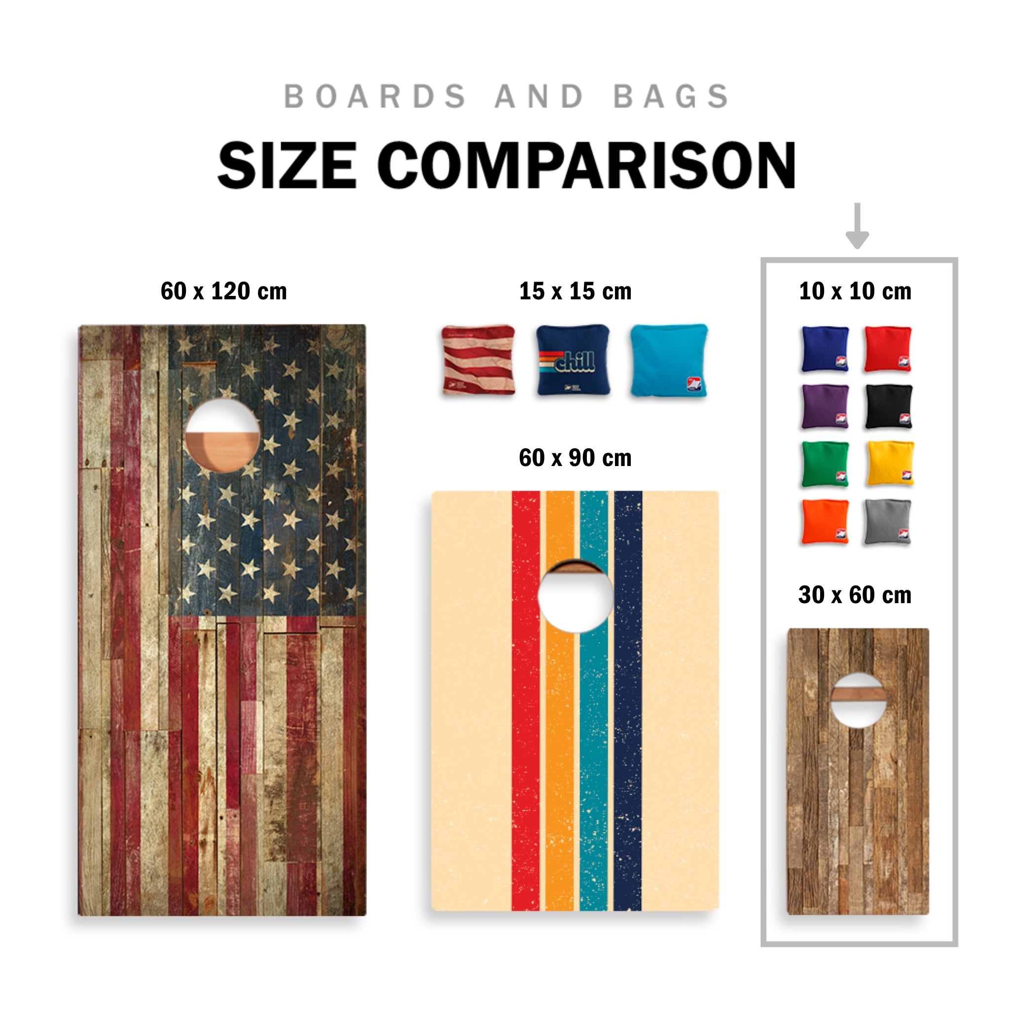 Blue Stripes - Kids Cornhole Borden Set - 30x60cm