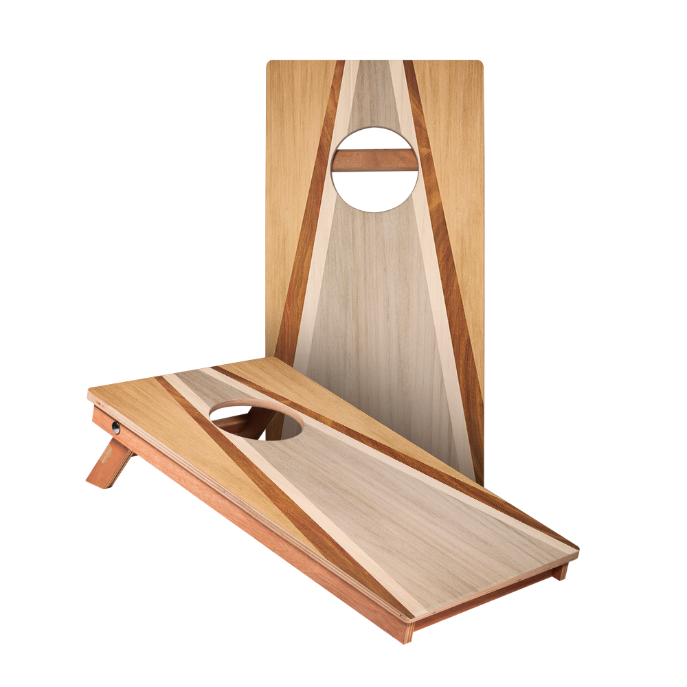 Natural & Gray Wood Triangle - 2x Cornhole Boards (30 x 60cm)