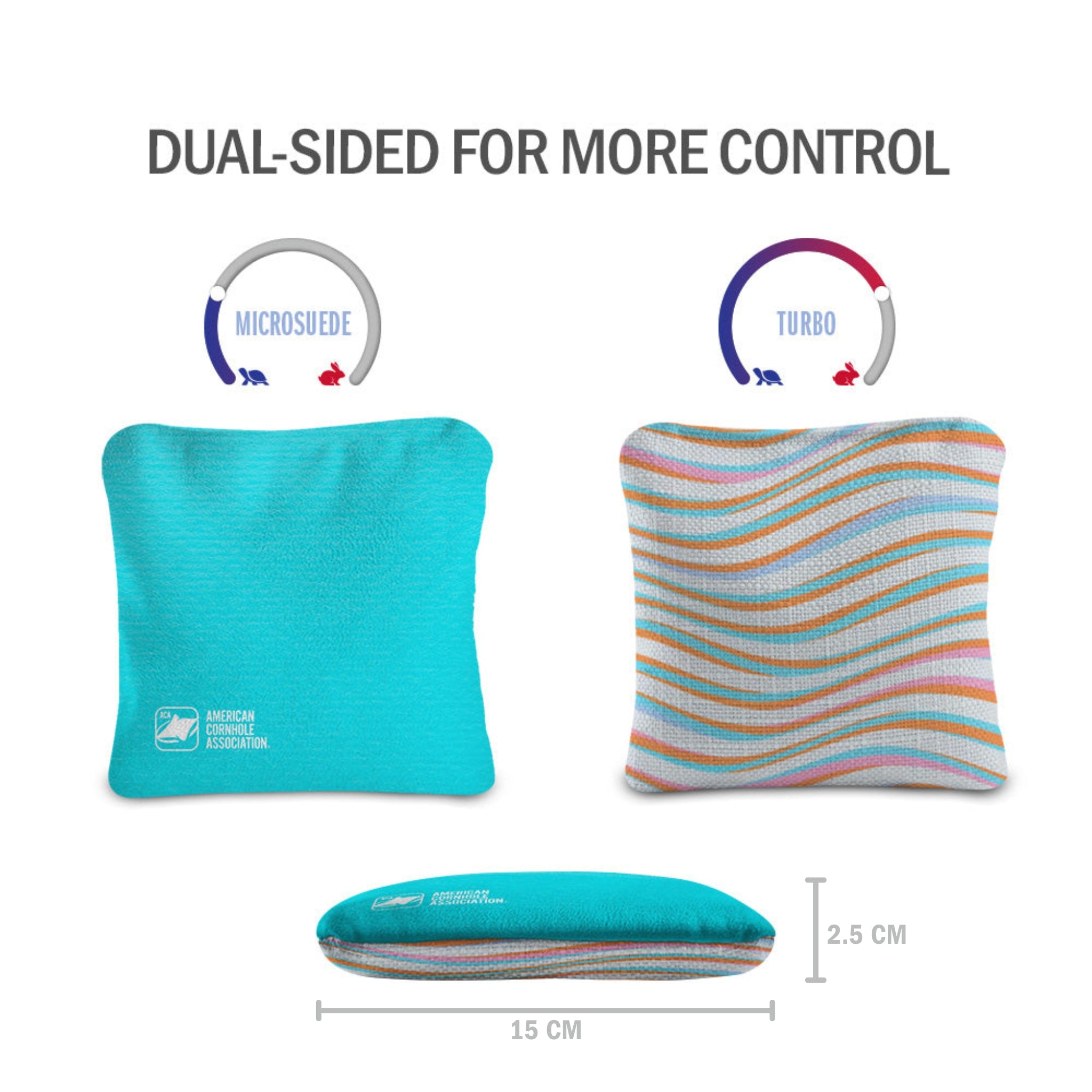 Teal with Waves Synergy Pro Cornhole Bags (15x15 cm)