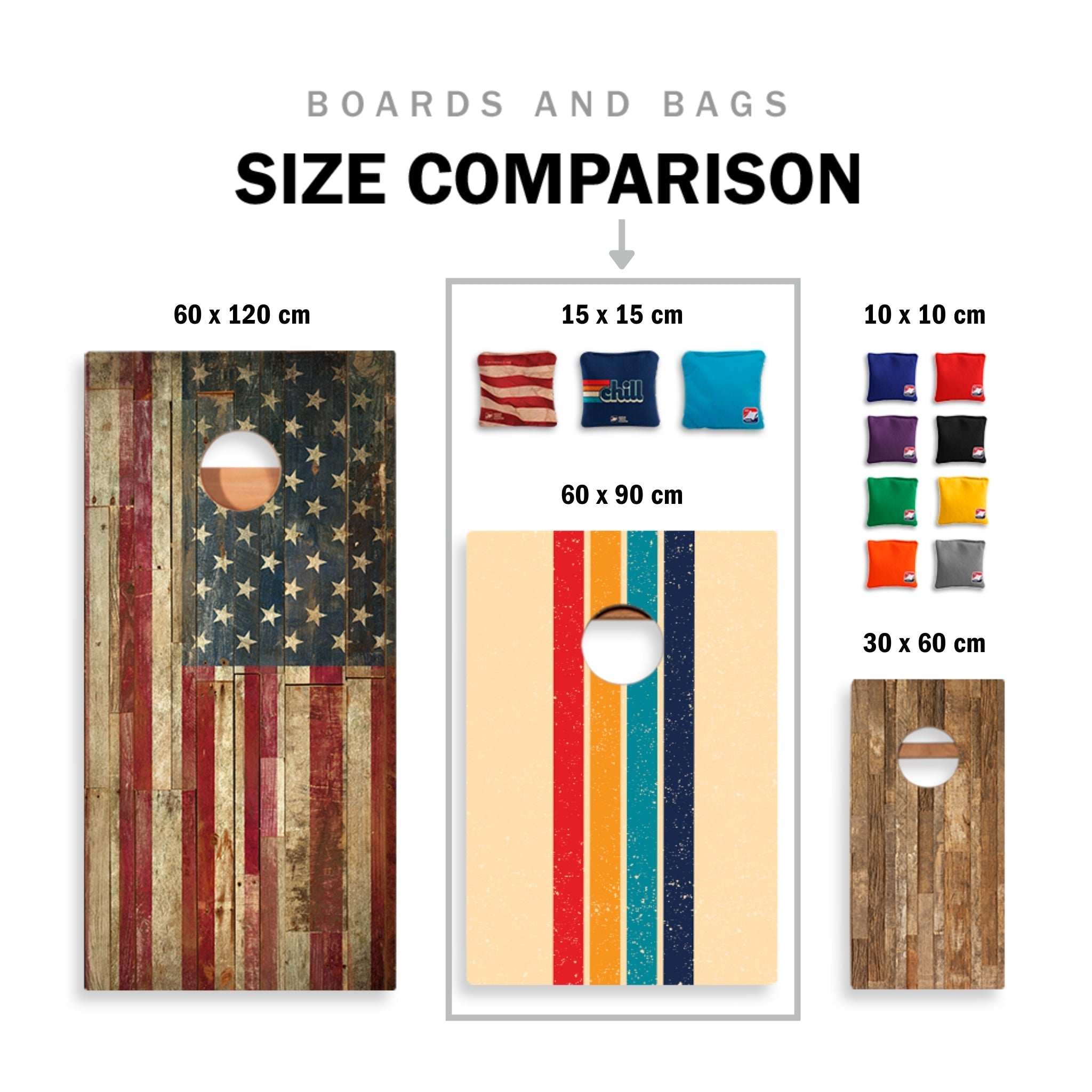 Cream Stripes - Compact Cornhole Borden Set - 60x90cm