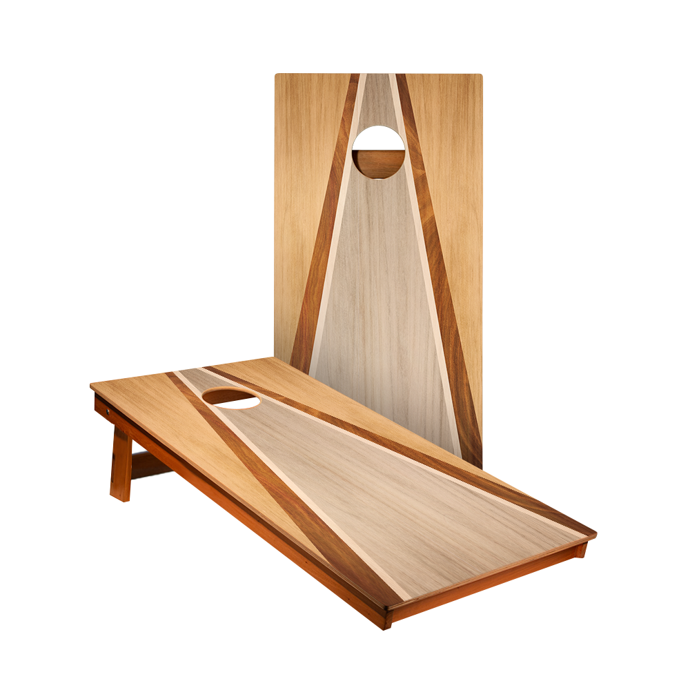 Natural & Gray Wood Triangle - 2x Cornhole Boards (60 x 120cm)