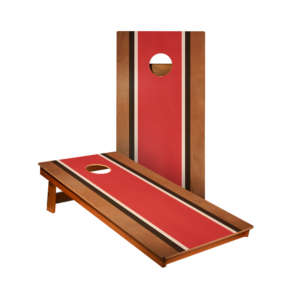 Classic Stripes Mahogany Red, Black, and White - 2x Cornhole Boards (60 x 120cm)