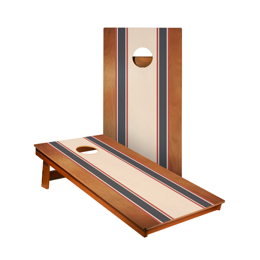 Classic Stripes Mahogany Cream, Blue, and Mauve - 2x Cornhole Boards (60 x 120cm)