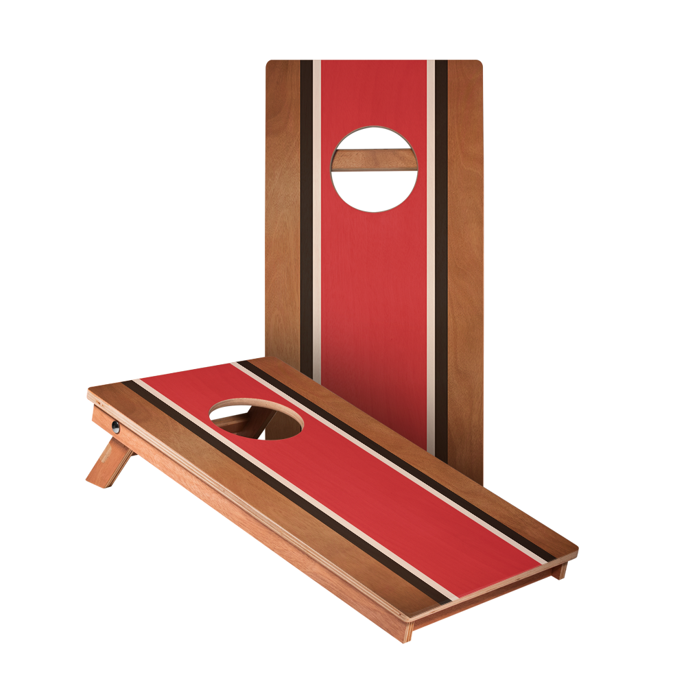 Classic Stripes Mahogany Red, Black, and White - 2x Cornhole Boards (30 x 60cm)