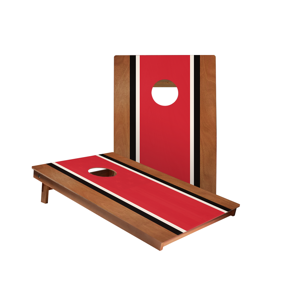 Classic Stripes Mahogany Red, Black, and White - 2x Cornhole Boards (60 x 90cm)