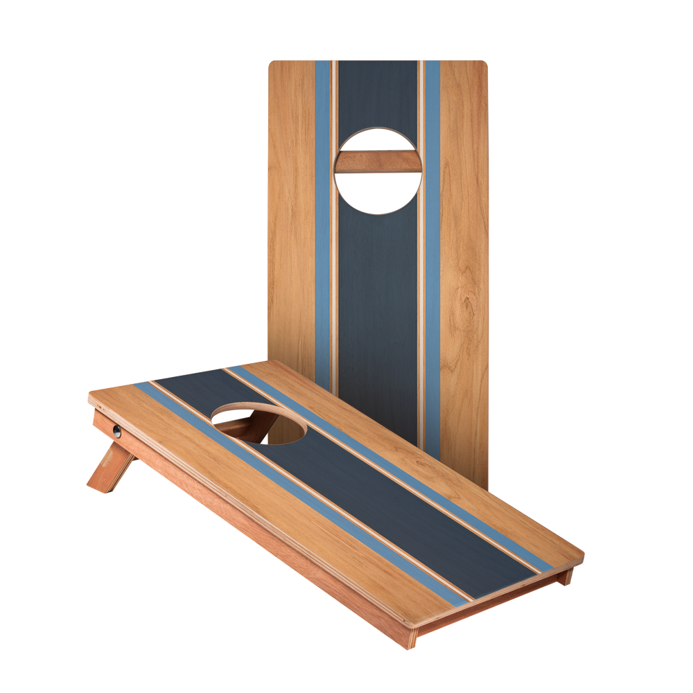 Classic Stripes Natural Wood Blues - 2x Cornhole Boards (30 x 60cm)