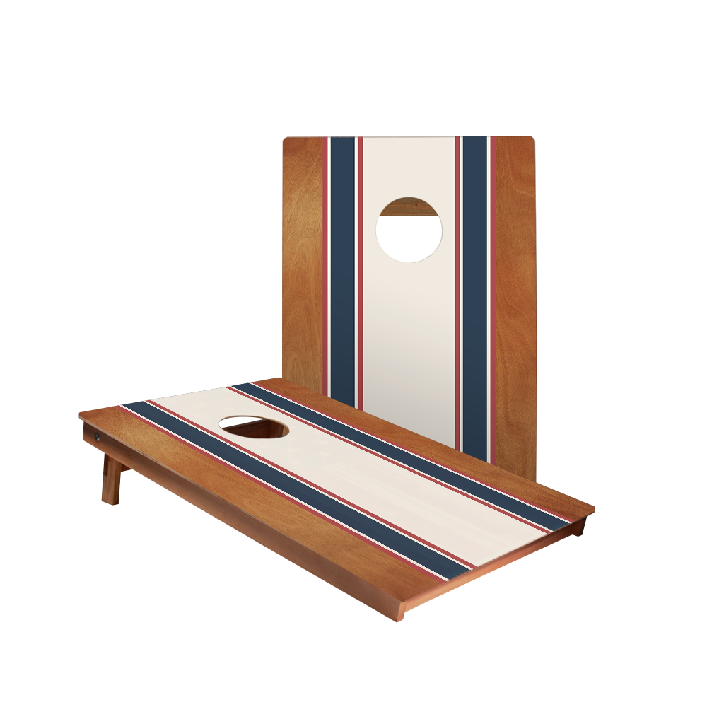 Classic Stripes Mahogany Cream, Blue, and Mauve - 2x Cornhole Boards (60 x 90cm)