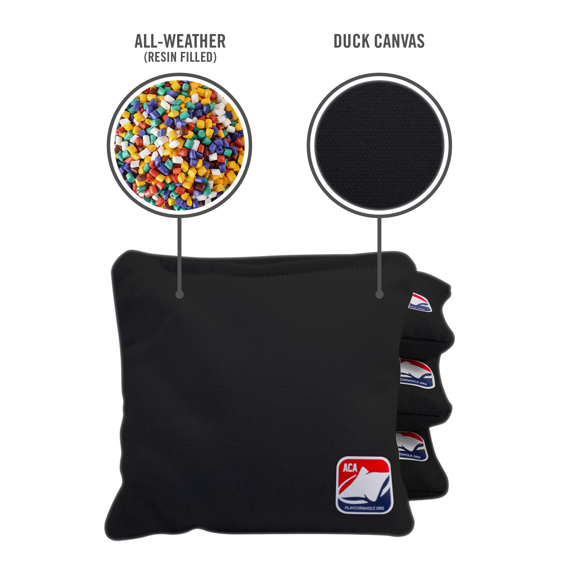 Black Daily 66x Cornhole Bags (15x15 cm)