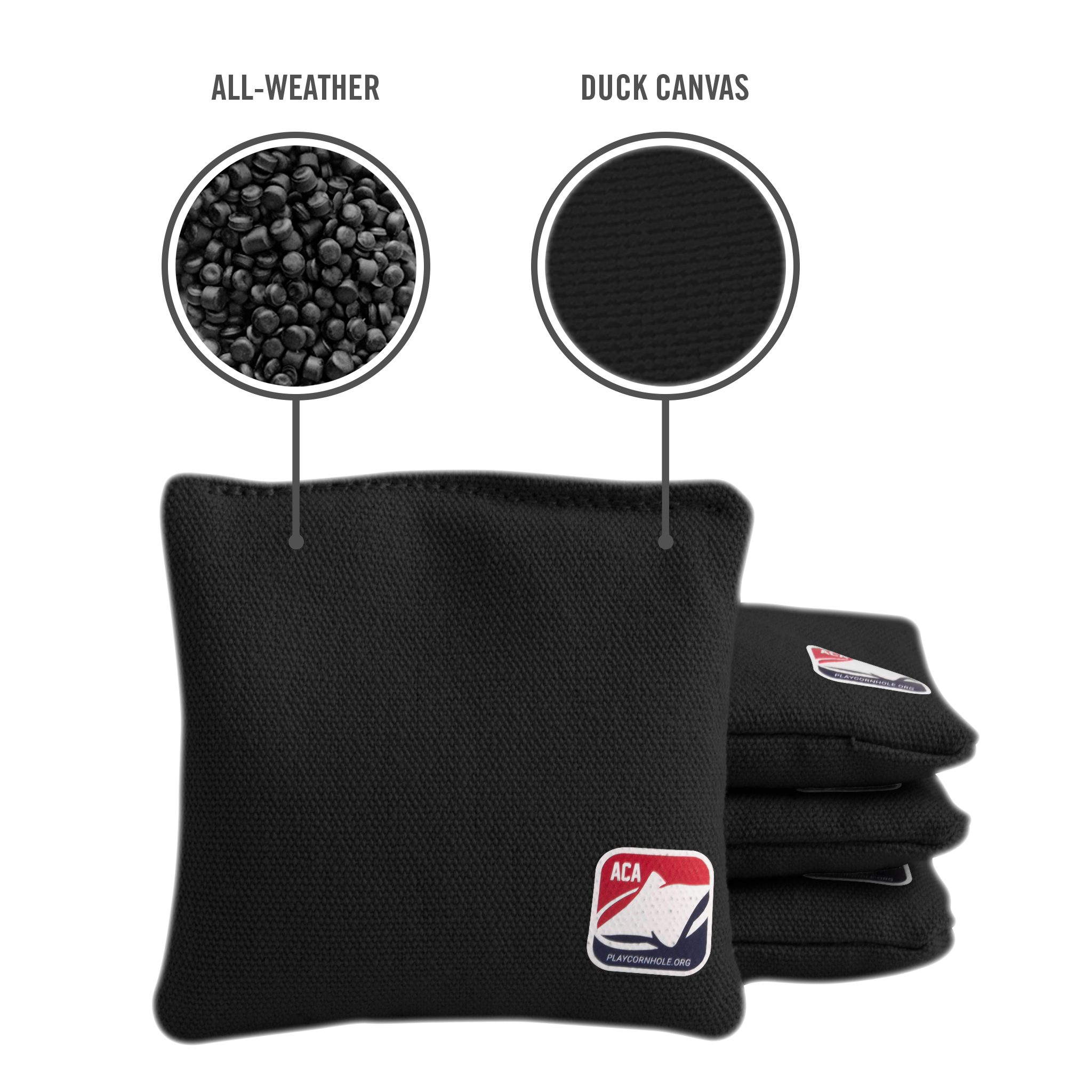Black Daily 44x Cornhole Bags (10x10 cm)
