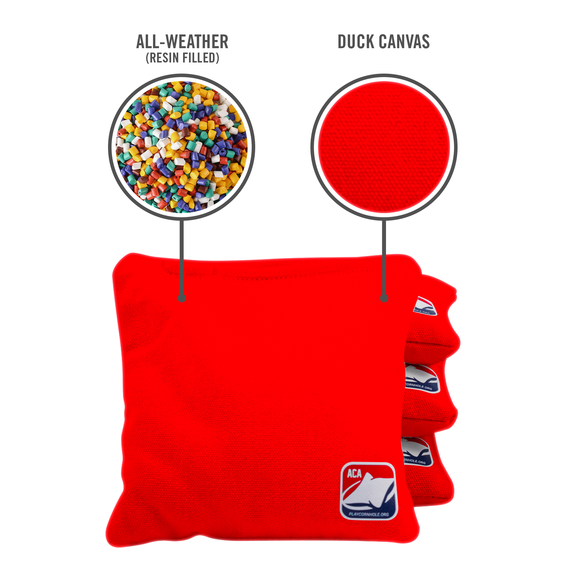 Rood - Standaard Cornhole Zakjes - 15x15cm